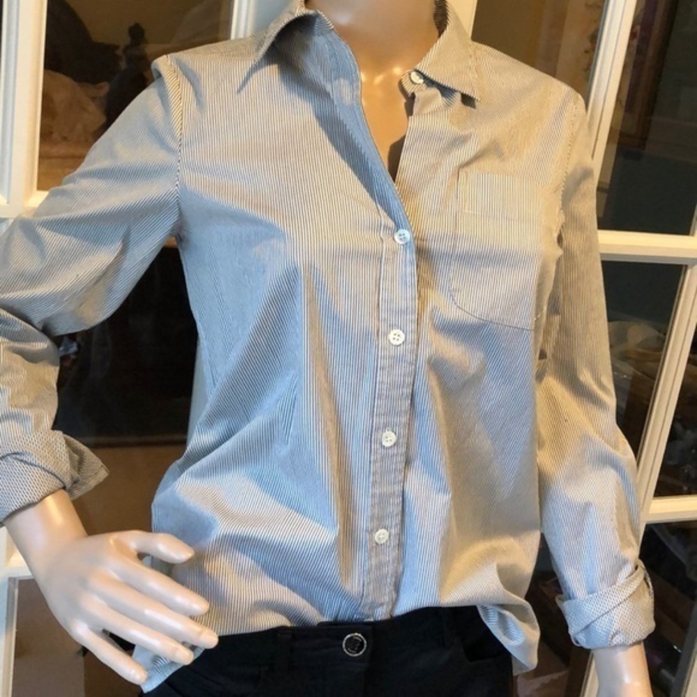 COPY - Theory black/white pinstripe button down shirt